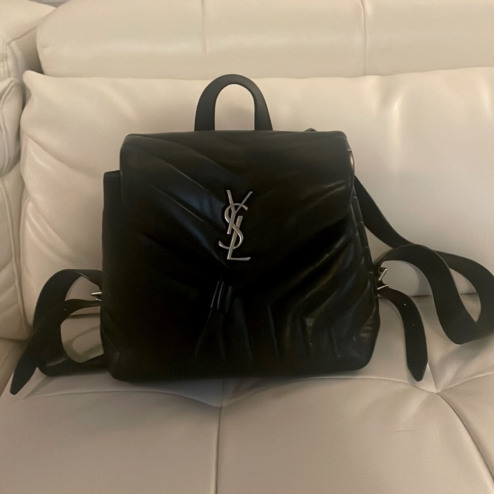 COPY - YSL Calfskin Y Quilted Monogram Loulou Backpack Black Leather, Small